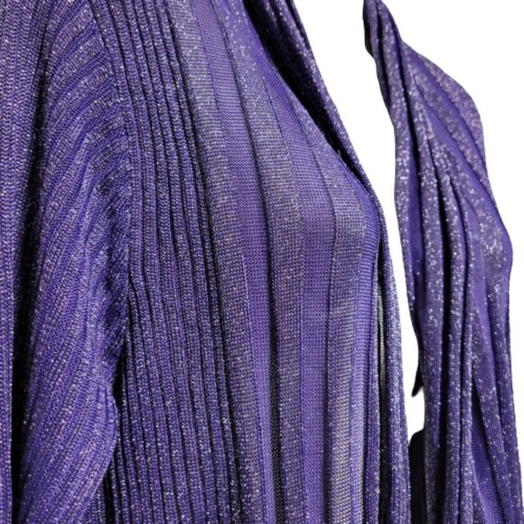 𝅺PURPLE Glitter Open Front Asymmetrical Cardigan One Size - Picture 5 of 12